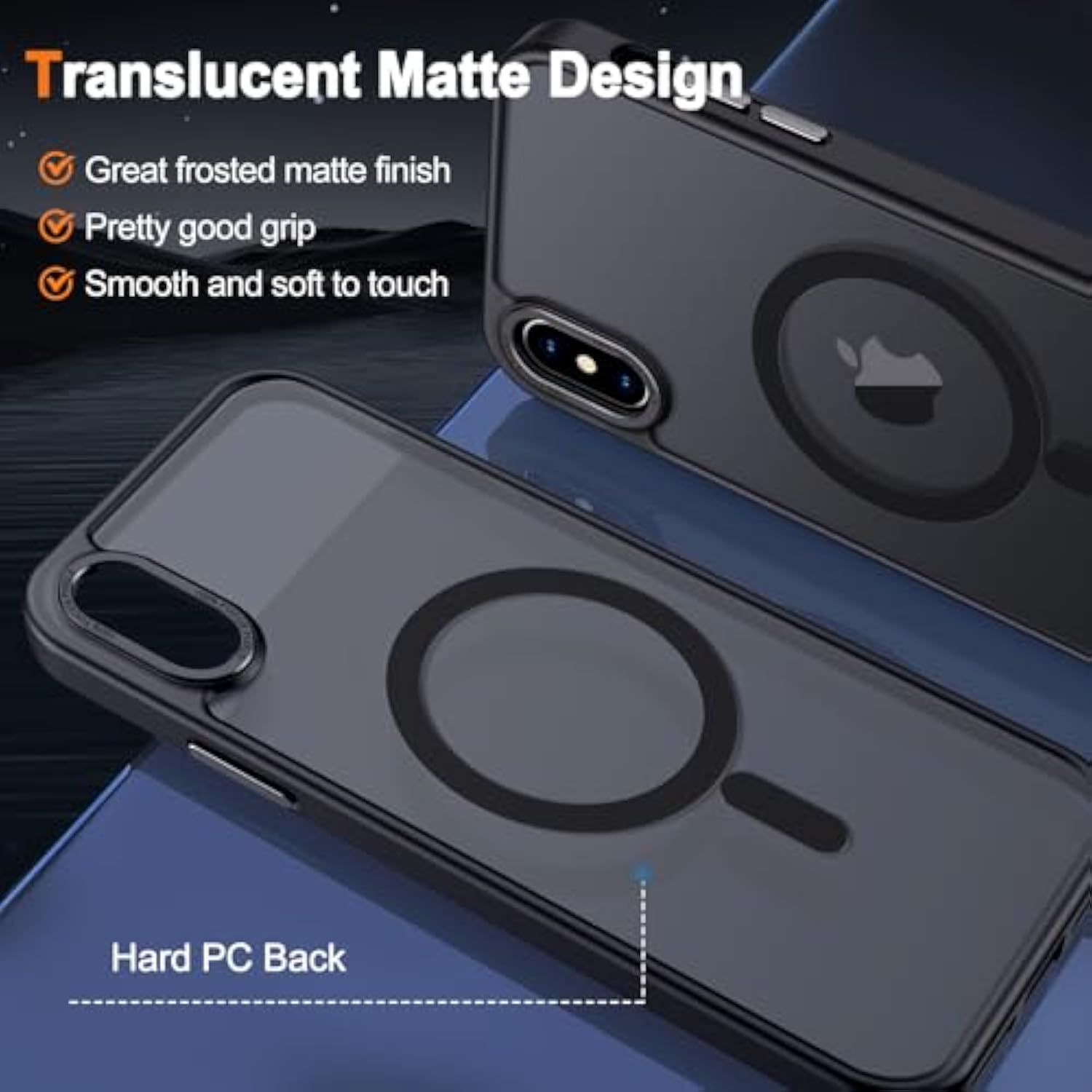 Case For Iphone X Case, For Iphone Xs Case Magnetic Translucent Matte Phone Cases 5.8" [Compatible With Magsafe] Thin Slim Fit Shockproof Bumper Hard Protective Cover For Women Men Girls, Black
