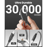 Usb C Cable Fast Charging, 3 Pack 10Ft Usb C To Usb C Cable, 60W Type C Nylon Braided Charger Cable For Iphone 16/15/Ipad Macbook Carplay And More-(Black White)