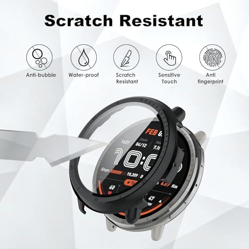 Active 2 Screen Protector Case Compatible with Amazfit Active 2 Smart Watch 44mm, Ultra-Thin Hard PC Protective Cover Slim for Tempered Glass for