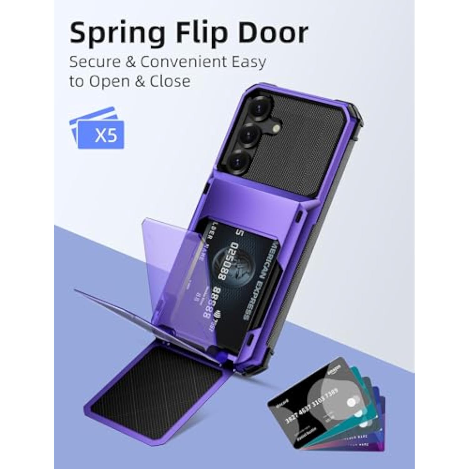 Wallet Case For Samsung Galaxy S25 6.2'' Purple, 3-5 Credit Cards Holder, Slot Flip Cover Back Pocket, Dual Layer Protective Hard Shell+Soft Tpu Rubber Inner, Bumper Armor, Non-Slip, Men Women