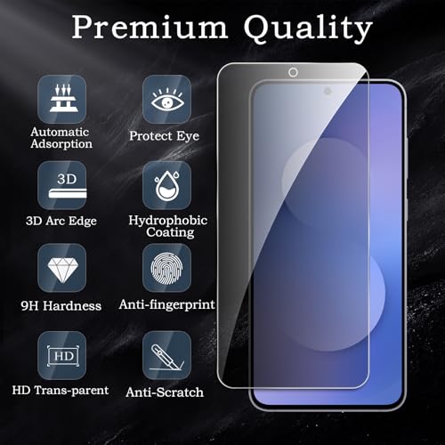 [2+2 Pack] Privacy Screen Protector for  Galaxy S25 FE, Anti-Spy Shatterproof Tempered Glass with Camera Lens Tempered Glass 9H Hardness