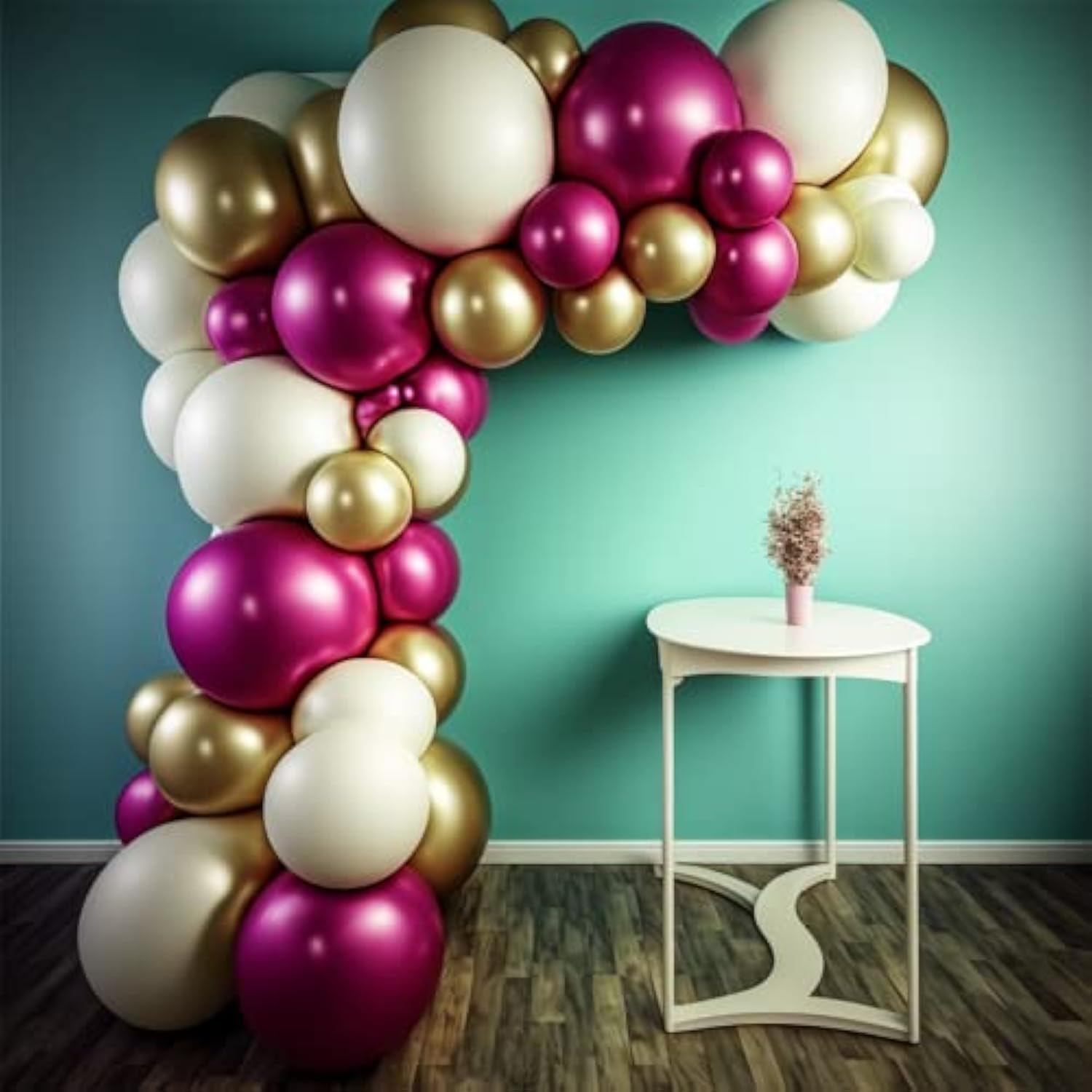 134pcs Magenta Pink Gold Balloon Garland Kit for Birthday, Baby Shower, Party