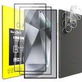 [2+2Pack] Tempered Glass Screen Protector for  Galaxy S24 Ultra and Camera Lens Protector Fingerprint Unlock Full Coverage HD Clear Bubble