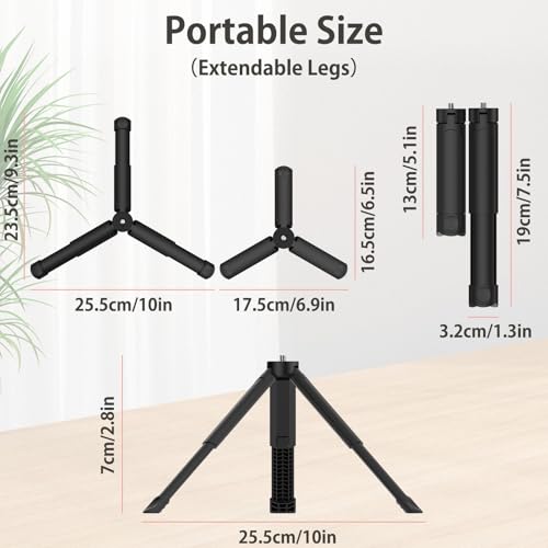 Extendable Mini Tripod Compatible with DJI Osmo Action 4/5pro, Stable Portable Pocket Stand Compatible with Insta 360 X, Desk Small Handheld Selfie