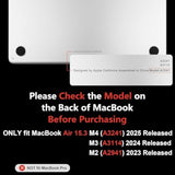 Glitter Case For M4/M3/M2 Macbook Air 15 Inch Case 2025 2024 2023, Fit Model (A3241/A3114/A2941), Laptop Shell With Keyboard &Camera Cover&Otg Adapter& Screen Protector, Glitter Transparent