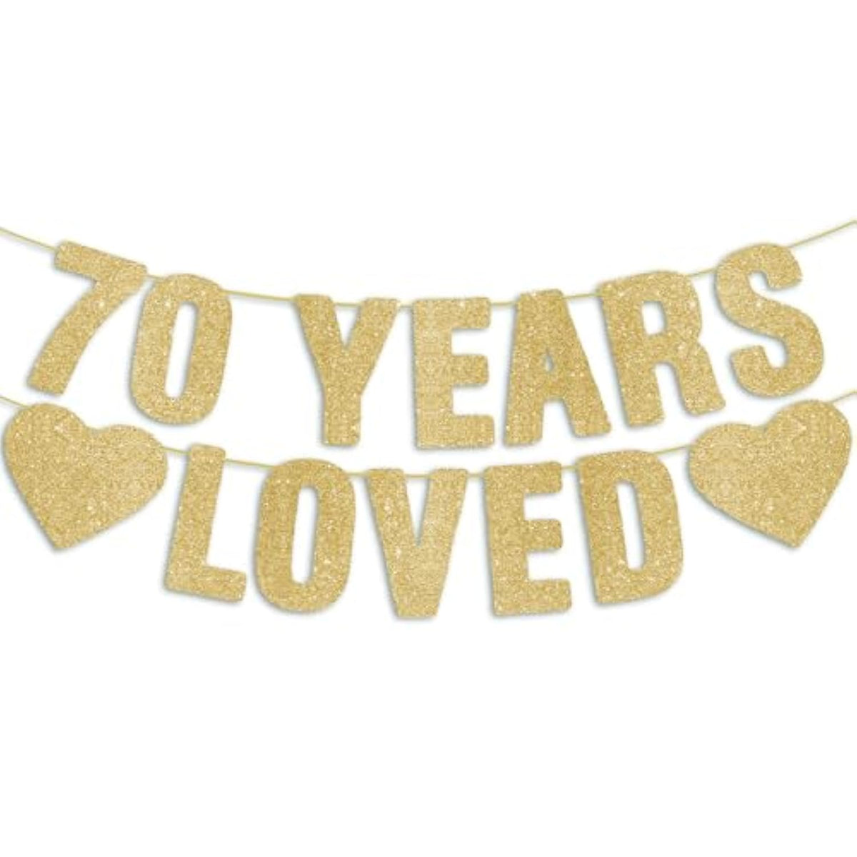 Pre-Strung 70Th Birthday Banner - Gold Glitter, Happy 70Th Birthday Party Decorations For Women & Men, Funny 70 Year Old Anniversary Decor Bday Sign Gifts