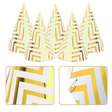 10 Pack Gold Party Hats For Adults And Kids, Birthday Party Hats Bulk With Adjustable Elastic String, Diy Paper Cones 7.9 Inch, Metallic Foil Wave Pattern For Men Women Pets New Years Eve Props