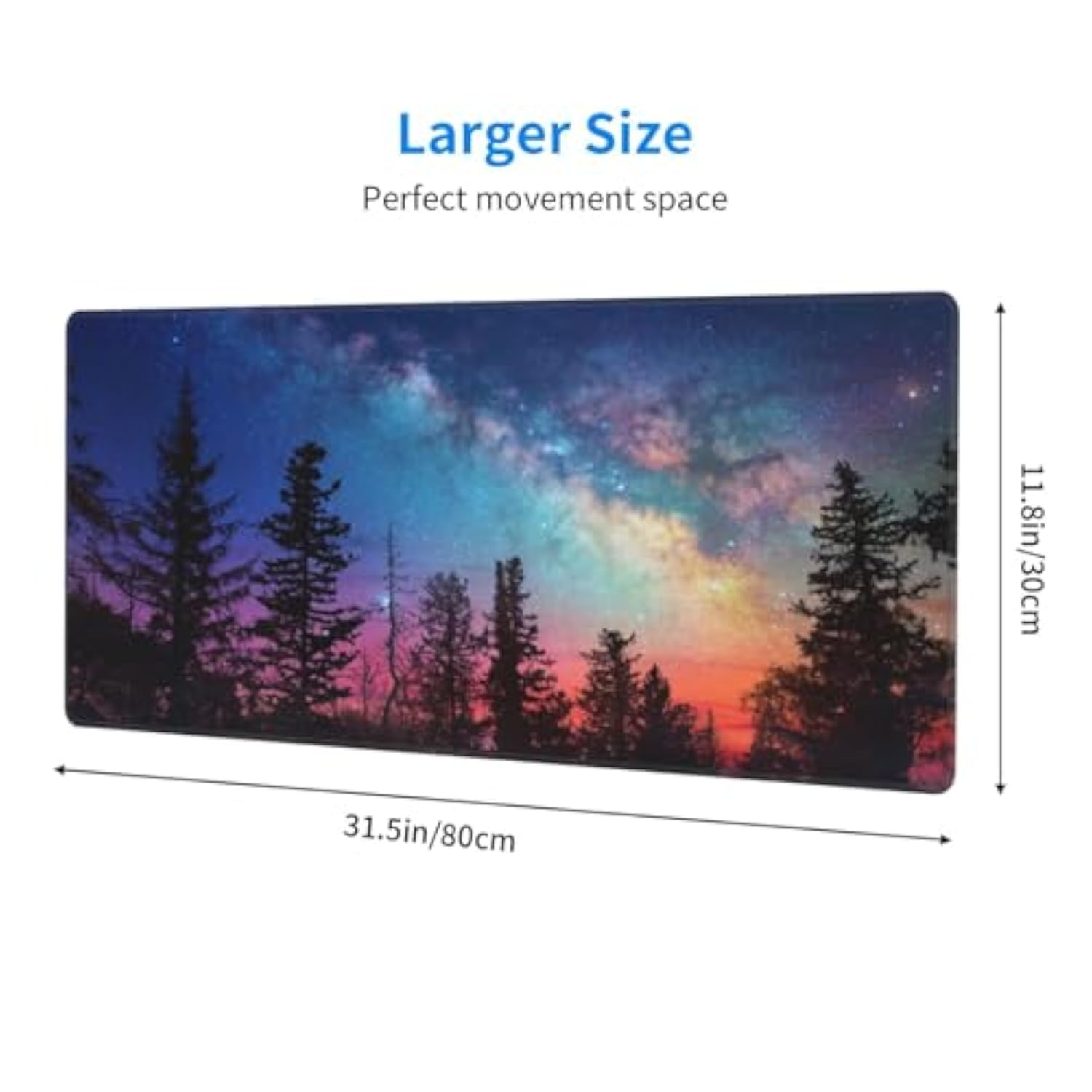 Colourful Sky Forest Extended Large Gaming Mouse Pad For Home Office Keyboard Computer Laptop Non-Slip Rubber Base Xl Mousepad Desk Mat Pads With Stitched Edges 11.8 X 31.5 Inch