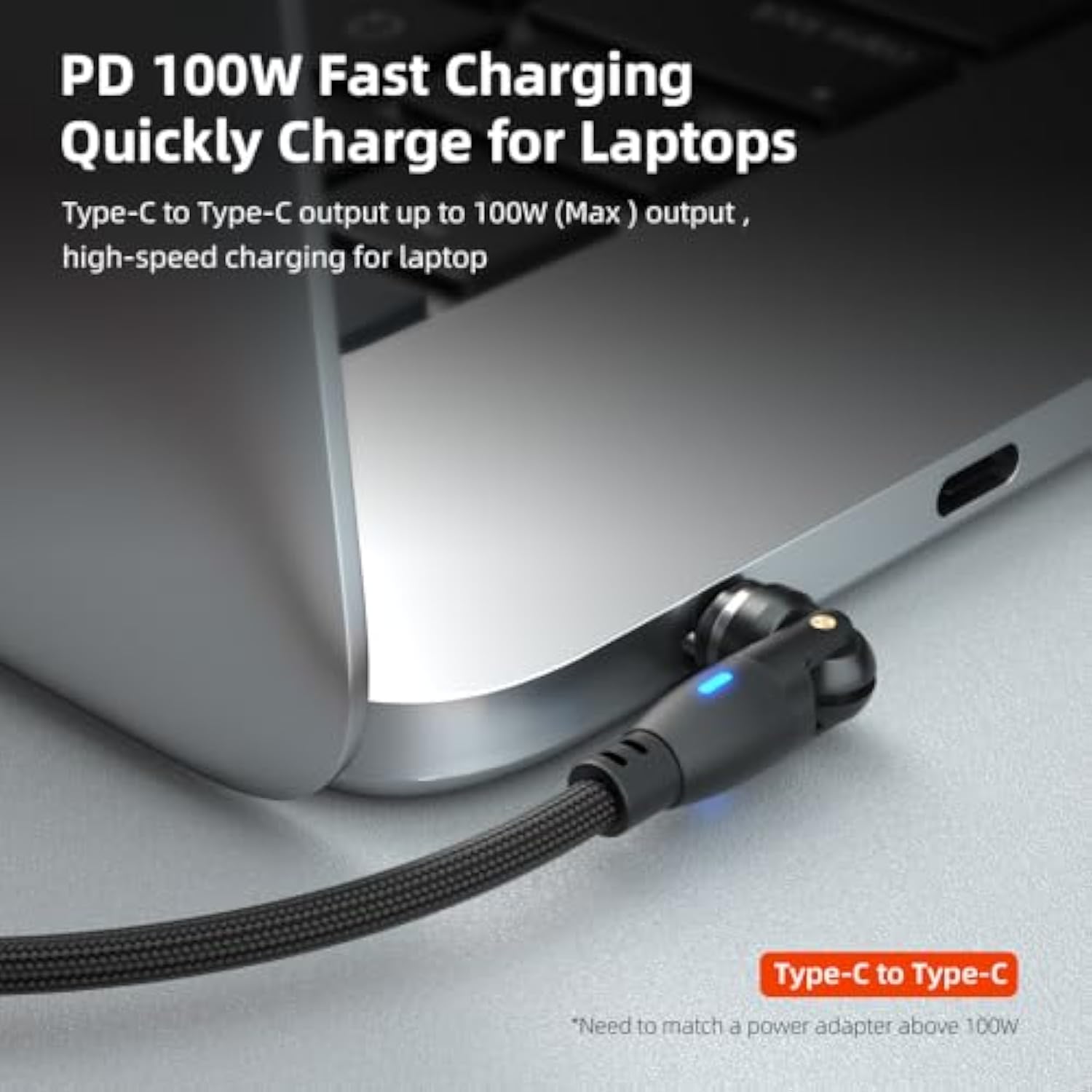 100W Usb C To Usb C Magnetic Charging Cable With 540° Swivel Head [2 Pack] 6-I