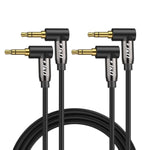 (2 Pack Gold Plated 3.5Mm Stereo Audio Aux Cable 90 Degree Right Angle Compatible For Iphone, Galaxy, Speakers And All Other Devices, 6 Feet