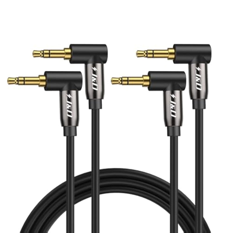(2 Pack Gold Plated 3.5Mm Stereo Audio Aux Cable 90 Degree Right Angle Compatible For Iphone, Galaxy, Speakers And All Other Devices, 6 Feet