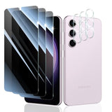 Privacy Screen Protector And Camera Lens Protector For Samsung Galaxy S23, Double Shatterproof Anti-Spy Tempered Glass Film, Private Protection, [Anti-Scratch][9H Hardness], 3-Pack Each