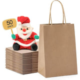 Paper Gift Bags 5.25X3.75X8 50Pcs, Christmas Gift Wrap Bags With Handles, Brown Kraft Paper Bags For Small Business, Heavy Duty Bulk Paper Bags For Birthday Party Favors, Shopping, Retail,