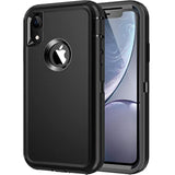 Heavy Duty Shockproof Case for iPhone XR 6.1" - 3 Layer Full Body Protection Rugged Cover Case with Belt Clip Holster - Black