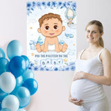 Pin The Pacifier On The Baby Game, Blue Baby Shower Decoration Pin Pacifier On Baby Poster Game With Poster 48 Pacifier Stickers Blindfold Game For Blue Bear Baby Shower Birthday Party Decorations