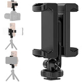 Tripod Phone Mount, Dual Phone Holder with 4 Cold Shoe and 1/4" Screw, 360° Rotates and 180° Tilts Adjustable Cold Shoe Mount for Phone, Camera,