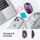 Wireless Mouse, 2.4G Ergonomic Optical Mouse, Computer Mouse For Laptop, Pc, Computer, Chromebook, Notebook, 6 Buttons, 24 Months Battery Life, 2600 Dpi, 5 Adjustment Levels - Purple