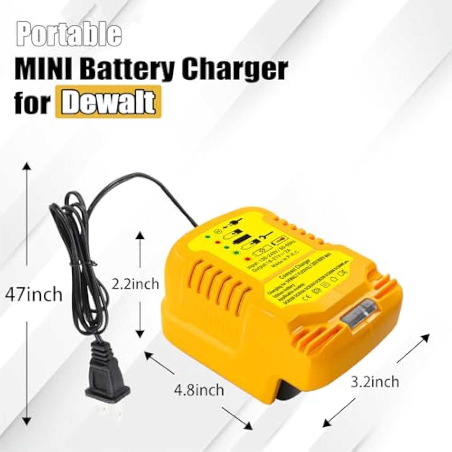 20V Battery Charger Repalcement For Dewalt 20V Lithium Battery Charger Compatible With Dewalt 18V/20V Max Dcb201 Dcb204 Dcb207 Dcb206 Dcb203 Dcb200 Power Tool Battery Charger(Not For 12V)