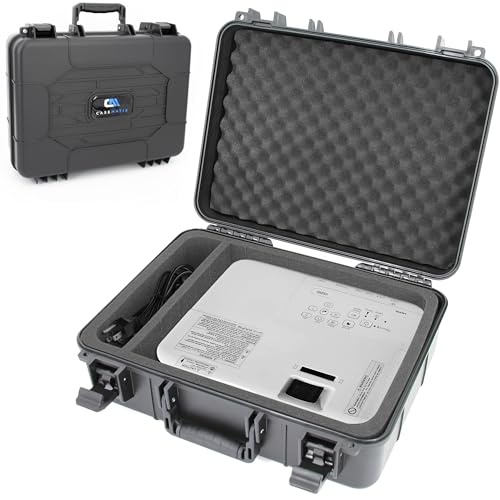 Hard Shell Projector Travel Case Compatible With Epson Vs250 Svga, Vs350 Xga, Vs355 Wxga Projectors With Hdmi Cable And Remote In Custom Foam Compartments, Case Only