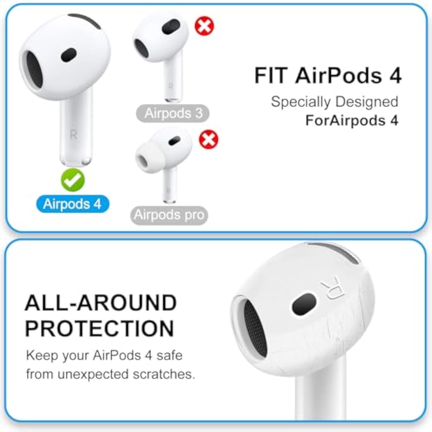 5 Pairs Ear Tips For Airpods 4, Silicone Ultra Thin Slim Earbuds Cover Compatible With Apple Airpods 4Th Generation [Fit In The Charging Case](White)