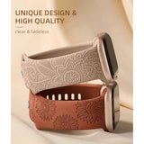 Floral Engraved Silicone Band for Apple Watch 38-49mm Women Sport Strap