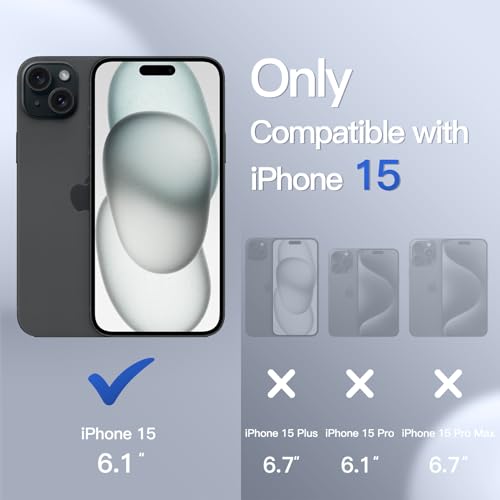 Matte Case for iPhone 15 6.1-Inch, Shockproof Military Grade Drop Protection, Frosted Translucent Back Phone Cover, Anti-Fingerprint (Black)