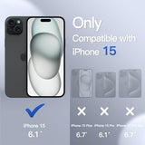 Matte Case for iPhone 15 6.1-Inch, Shockproof Military Grade Drop Protection, Frosted Translucent Back Phone Cover, Anti-Fingerprint (Black)
