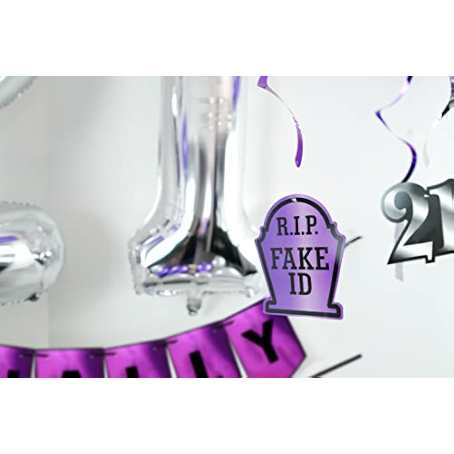 Finally Legal Purple Party Pack - Pre-Strung Banner, Balloon And Swirls - 21St Birthday Decorations For Him Or Her - Party Supplies And Gifts