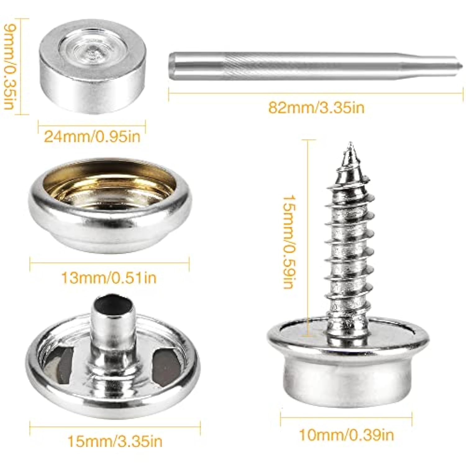 150 Pcs Canvas Snap Kit Tool, Metal Screws Snaps Marine Grade 3/8" Soc