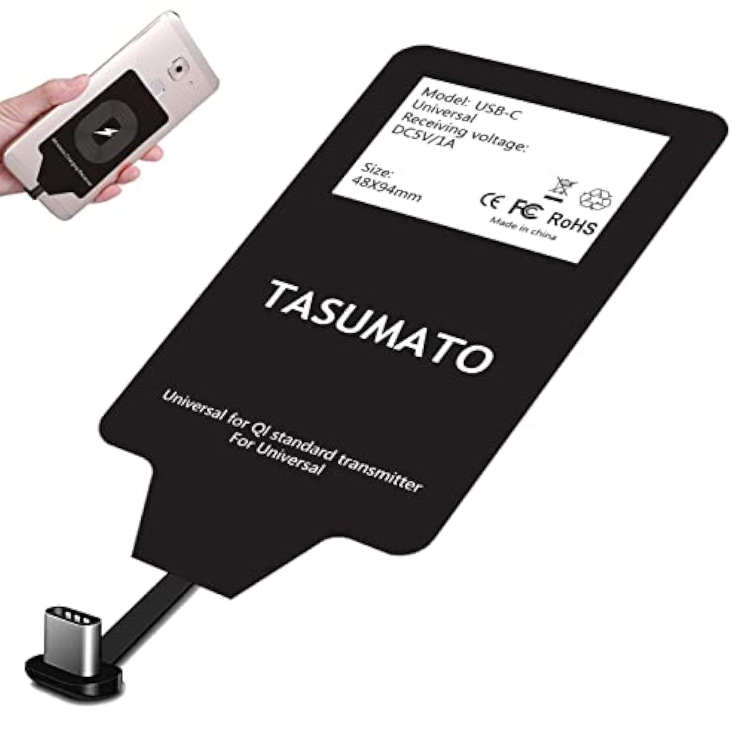 Wireless Charging Receiver Qi Charger Adapter For Moto E7 Plus Lg G5 Galaxy A40 A41 A42 5G A60 A12 A11 A10E A01 A32 A31 A30 A22 A21S A21 A20E A20 A72 A71 A52 A51 A50 Samsung Usb Type C Android Charge