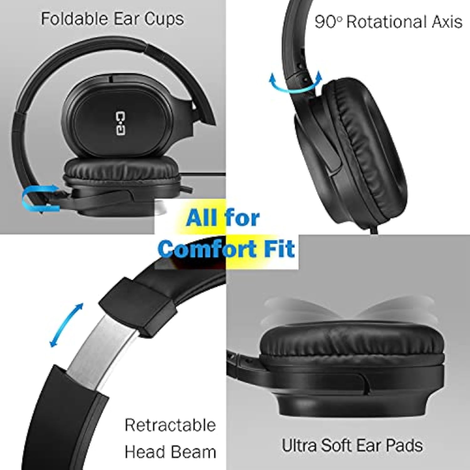 Extra Long Cord Headphones For Tv & Pc With Volume Control, 18 Feet / 5.5M Ext