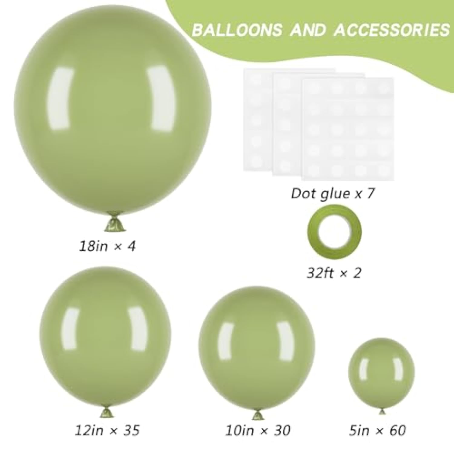 Sage Green Balloon Garland Kit: 129 Piece Party & Event Decor