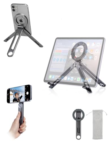 Magnetic iPad Tripod Stand Universal Phone Holder for iPad Pro/Air/Mini & iPhone 17-12 Series - Aluminium Maglock Smartphone Mini Tripod