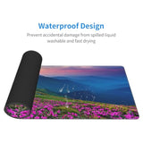 Nature Purple Flowers Meadow Mountain Scenic Washable Gaming Mouse Pad Large Waterproof Mouse Mat With Non-Slip Rubber Base And Stitched Edge For Home Office Work Laptop 31.5X11.8 Inch