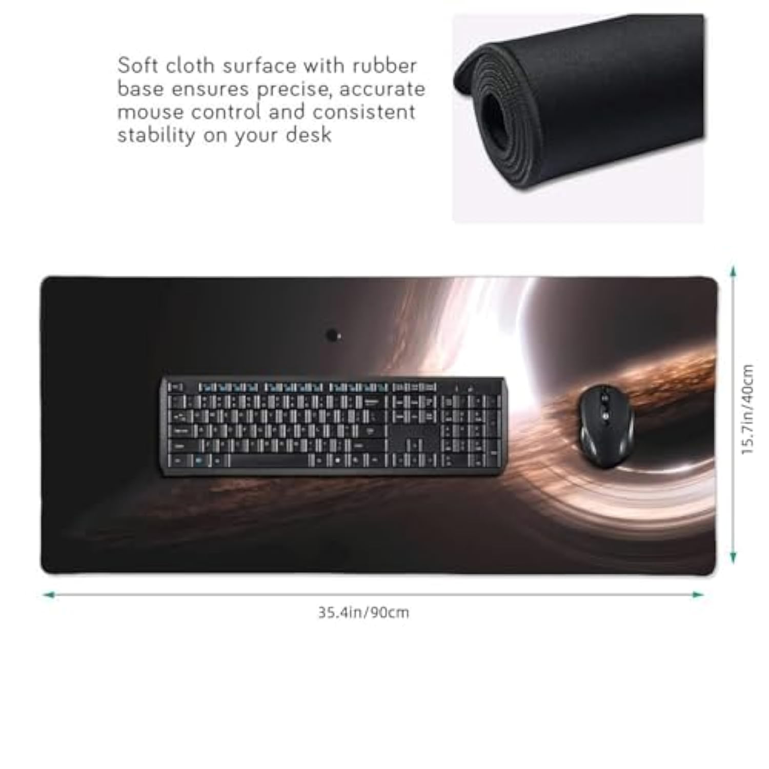 Interstellar Gargantua Black Hole Mouse Pad Xxl Large Extended Computer Full Desk Pad 35.4X15.7 Inch Computer Mouse Mat Keyboard For Home Office Gaming