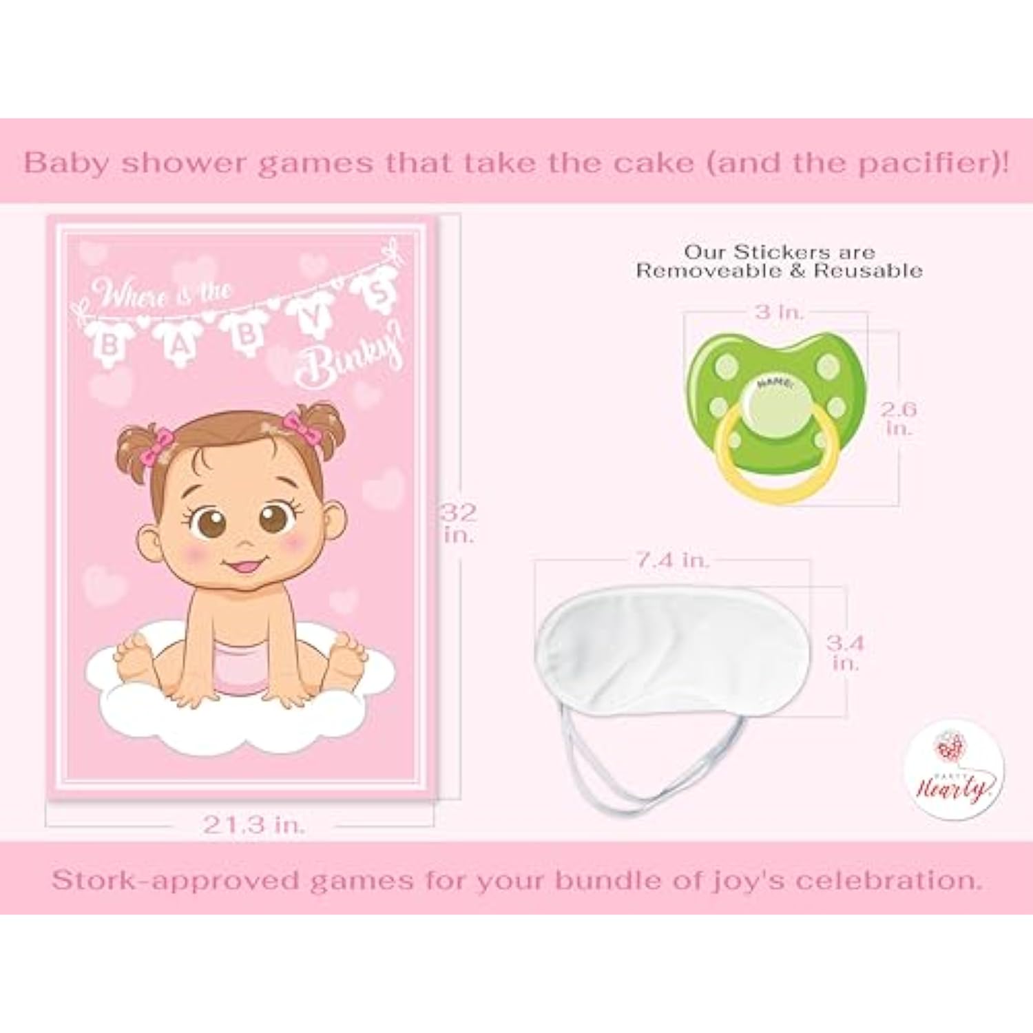 Funny Baby Shower Games For Girl - Pink Pin The Pacifier On The Baby Game, Where Is The Baby'S Binky