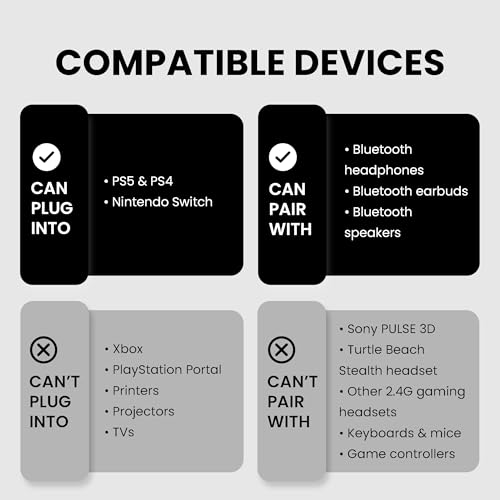 Dg80-Gaming - Usb Bluetooth 5.3 Adapter Dongle For Ps5 & Gaming Consoles, With Aptx-Adaptive & Low Latency, Wireless Audio Transmitter To Bluetooth Headphones & Earbuds