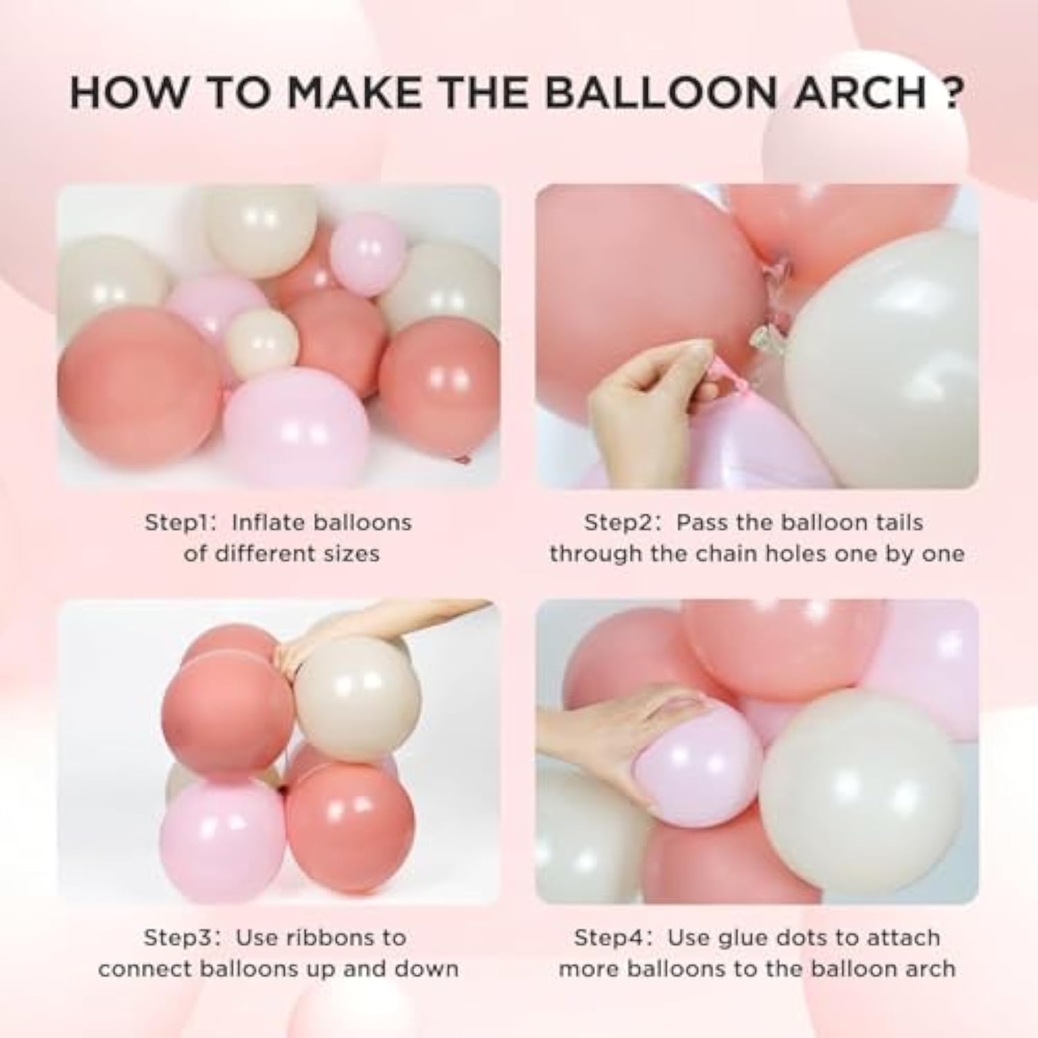 Dusty Pink Balloon Arch Kit With Mauve & Blush Balloons For Boho Wedding & Party Decorations