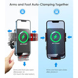 Wireless Car Charger, 15W Fast Charging Auto-Clamping Phone Mount Air Vent Cell Phone Holder Compatible Iphone 15/14/13/13 Pro/12 Pro/12/11/X/8, Samsung Galaxy S23/S22/S21/S20, Etc Red