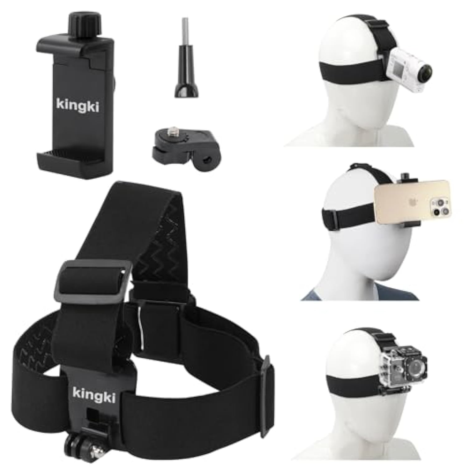 Head-Mounted Mobile Phone Holder,First-Person View Video Outdoor Live Shooting Bracket With Phone Clip(4"-7") For Iphone Samsung Smartphones And Gopro Insta360 Sony Dji Action Camera Head Mount Strap