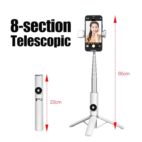 Selfie Stick Tripod Portable Extendable Cell Phone Stand with Detachable Mini Ring Light Phone Tripod Stand with Bluetooth Remote for iPhone Android