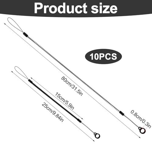 10pcs Pen Lanyards, Elastic Lanyard Tether with Silicone Rings Retractable Stylus Tether Clipboard Pen Strap Tablet Holder Anti-Lose Leash for
