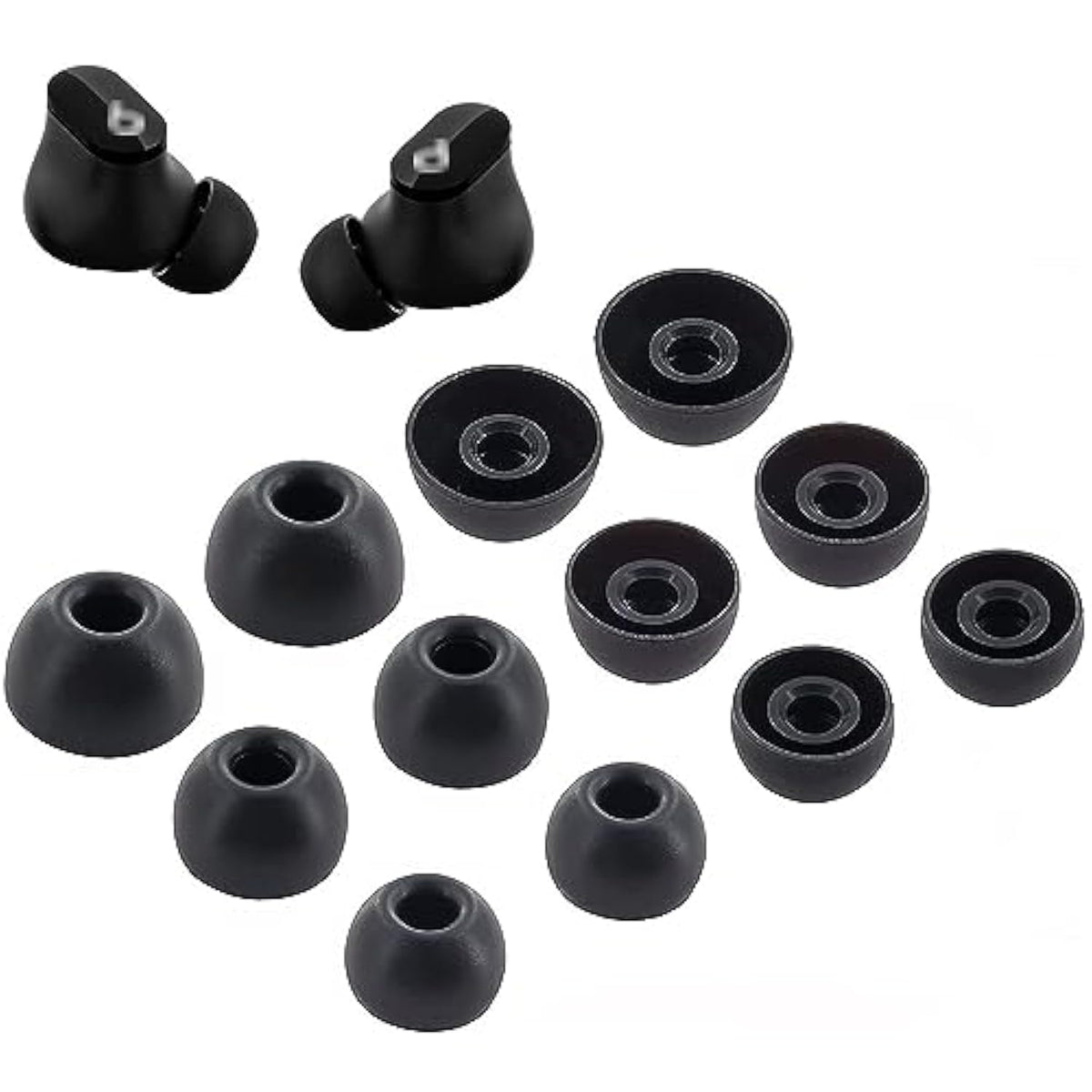 6-Pair Silicone Replacement Ear Tips for Beats Studio Buds S/M/L Black