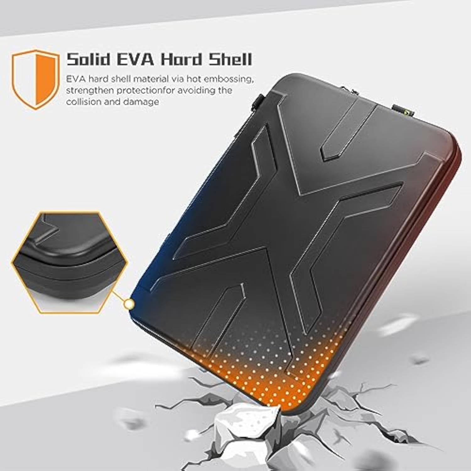 Laptop Bag Case 15 Inch Shockproof Eva Hard Shell Handle Sleeve For Macbook Pro 16 M4 M3 M2/15 Lenovo Ideapad 3I /15.6" Dell Xps 15/Ideapad Slim 3I 14"/15" Ideapad Gaming 3I,Black