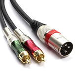 10ft XLR Male to Dual RCA Y Splitter Audio Cable 3-Pin