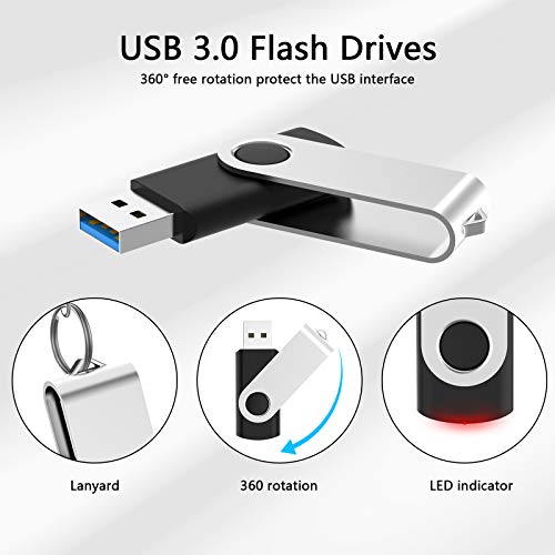 10 Pack 32Gb Flash Drive Usb 3.0 Thumb Drive Usb Drives Jump Drives Keychain Memory Stick Black