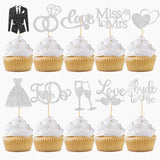 60pcs Silver Bride to Be Cupcake Toppers for Wedding & Bridal Shower Decor