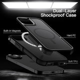 JETech Case for iPhone 14 Plus 6.7-Inch Compatible with MagSafe, Heavy Duty Dual-Layer Rugged Protection, Shockproof Protective Tough Phone Magnetic Cover (Black)