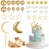 33 Pcs Moon Star and Deer Cake Toppers for Baby Shower and Birthday Parties