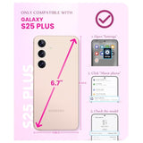 Magnetic For Samsung Galaxy S25 Plus Case [Compatible With Magsafe] [Ai-Tested Dropproof] Marble With Camera Lens+Screen Protector Shockproof Phone Cover For S25+ Plus (Dreamland River/Pink)